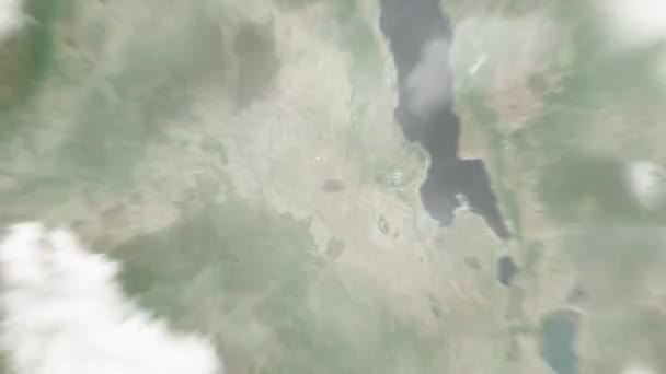 Föld Közelít Űrből Lilongwéba Malawiba Ezt Követi Felhőkön Atmoszférán Keresztül — Stock videók