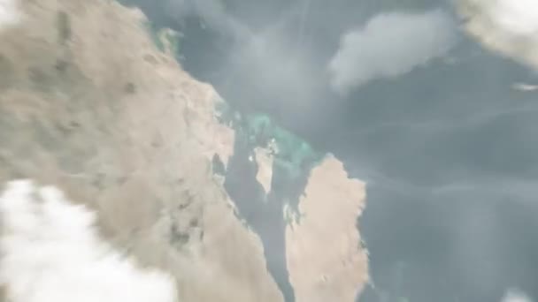 Mărirea Pământului Din Spațiu Manama Bahrain Gudaičak Palace Urmat Zoom — Videoclip de stoc