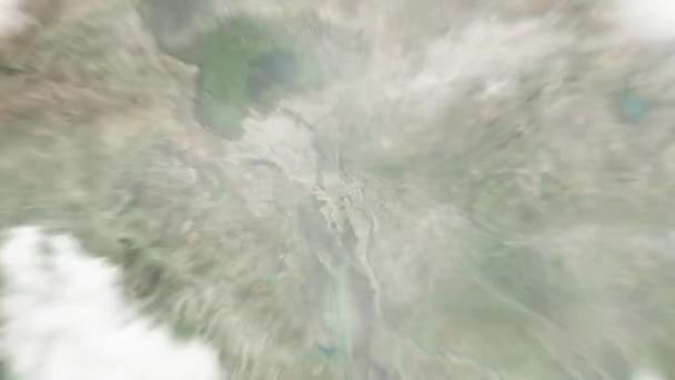 Jorden Zoomar Från Rymden Till Djamena Tchad Stora Moskén Följt — Stockvideo