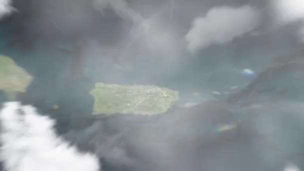 Ampliar Tierra Desde Espacio Hasta San Juan Puerto Rico Pasarela — Vídeos de Stock