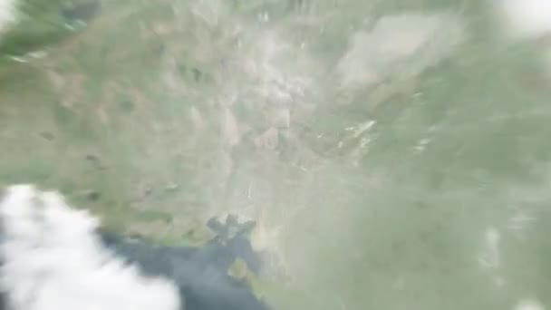 Земля Збільшує Масштаб Космосу Тегусігальпи Гондурас Далі Збільшуємо Хмари Атмосферу — стокове відео