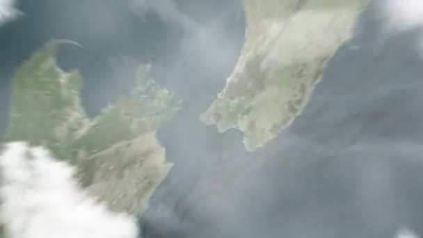 Jorden Zoomar Från Rymden Till Wellington Nya Zeeland Följt Zooma — Stockvideo