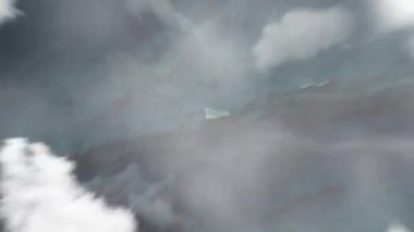 Dünya uzaydan George Town, Cayman Adaları 'na yakınlaşır. Arkasından bulutlar ve atmosferden uzaya zum geliyor. Uydu görüntüsü. Seyahat girişi