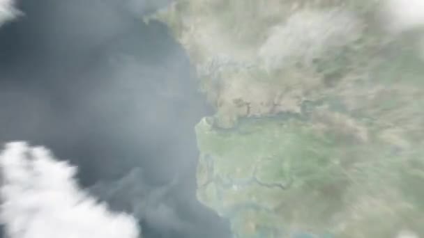 Земля Збільшує Масштаб Космосу Банжул Гамбія Далі Збільшуємо Хмари Атмосферу — стокове відео