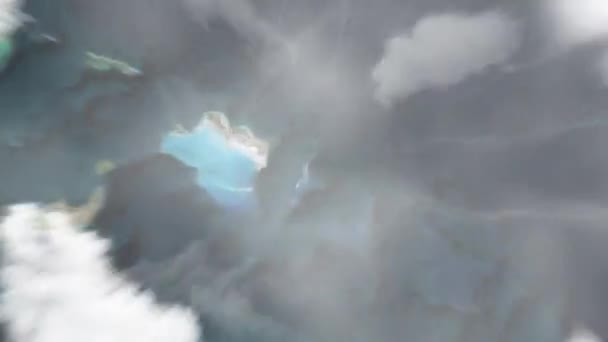 지구는 우주에서 터크스 케이커스 제도까지 확대됩니다 구름과 대기를 공간으로 확대하여 — 비디오