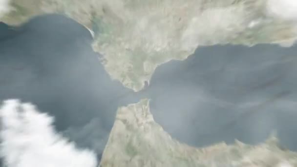 Föld Ráközelít Űrből Gibraltárra Gibraltárra John Macintosh Téren Ezt Követi — Stock videók