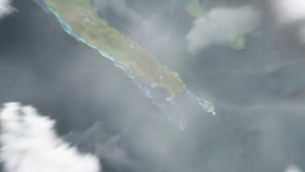 Zoom Terra Espaço Para Noumea Nova Caledônia Place Des Cocotiers — Vídeo de Stock