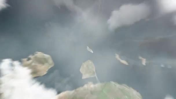 Dünya Uzaydan Oranjestad Aruba Yakınlaşır Arkasından Bulutlar Atmosferden Uzaya Zum — Stok video