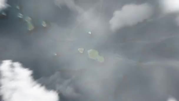 地球从太空放大到法属波利尼西亚帕皮提 然后通过云层和大气变焦进入太空 卫星视图 旅行介绍 — 图库视频影像