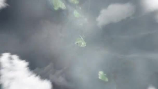 Приблизь Землю Космоса Порт Вилы Вануату Затем Масштабирование Облаков Атмосферы — стоковое видео