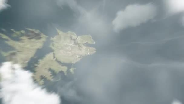 Jorden Zoomar Från Rymden Till Stanley Falklandsöarna Följt Zooma Genom — Stockvideo