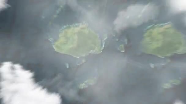 Země Přibližuje Vesmíru Suvu Fidži Následuje Oddálení Mraky Atmosférou Vesmíru — Stock video