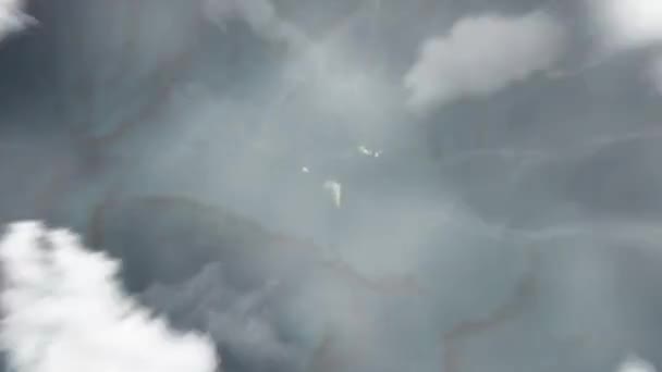 地球在时钟塔中从太空放大到塞舌尔的维多利亚 然后通过云层和大气变焦进入太空 卫星视图 旅行介绍 — 图库视频影像