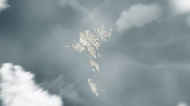 地球从太空放大到费罗群岛的托尔沙文 然后通过云层和大气变焦进入太空 卫星视图 旅行介绍 — 图库视频影像