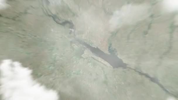 Terra Zoom Espaço Para Cherkasy Ucrânia Cantando Fonte Seguido Zoom — Vídeo de Stock