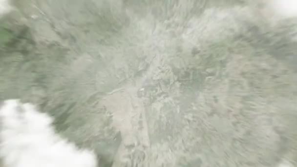 Zbliżenie Ziemi Kosmosu Frankfurtu Nad Menem Niemcy Romerbergu Następnie Powiększenie — Wideo stockowe