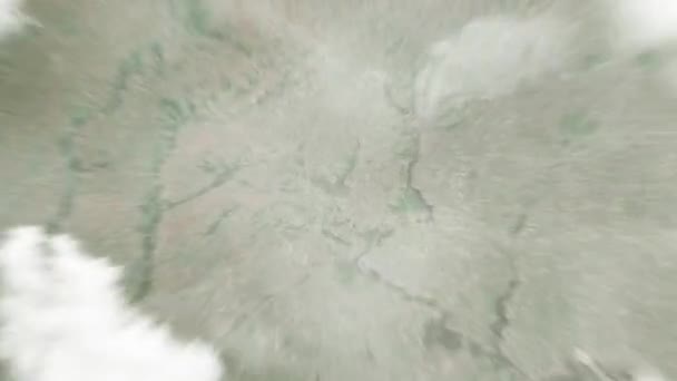 Земля Збільшує Масштаб Космосу Харкова Україна Держпромі Далі Збільшуємо Хмари — стокове відео