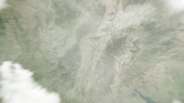 지구는 우주에서 스트라스부르 프랑스 플레이스 클레버로 확대됩니다 구름과 대기를 공간으로 — 비디오