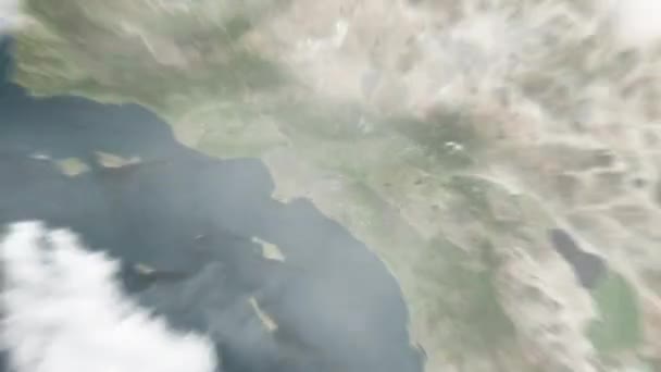 Die Erde Zoomt Aus Dem All Nach Anaheim Usa Gefolgt — Stockvideo
