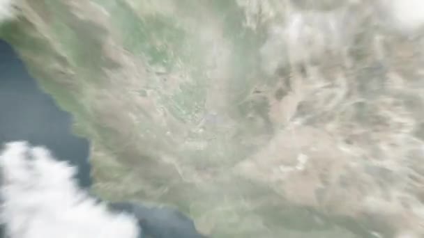 Dünya Uzaydan Bakersfield Abd Yakınlaşır Arkasından Bulutlar Atmosferden Uzaya Zum — Stok video