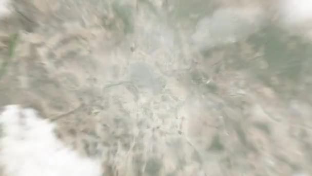 Dünya Uzaydan Chandler Abd Yakınlaşacak Arkasından Bulutlar Atmosferden Uzaya Zum — Stok video