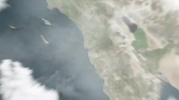地球从太空放大到Chula Vista 然后通过云层和大气变焦进入太空 卫星视图 旅行介绍 — 图库视频影像