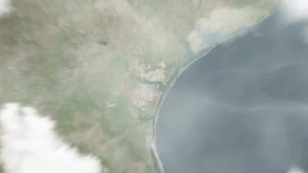 Föld Közelít Űrből Corpus Christi Usa Városházán Ezt Követi Felhőkön — Stock videók