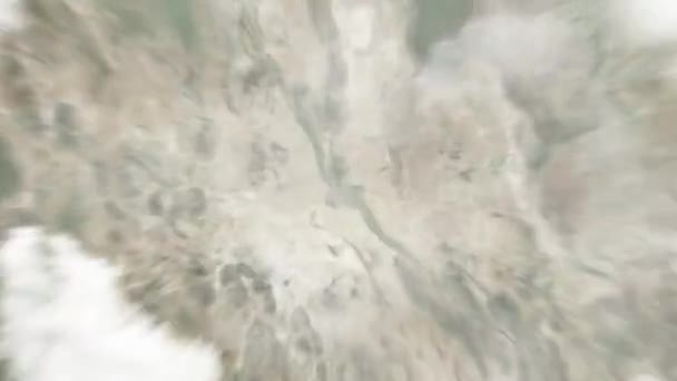 地球从太空放大到美国圣加辛托广场的埃尔帕索 然后通过云层和大气变焦进入太空 卫星视图 旅行介绍 — 图库视频影像