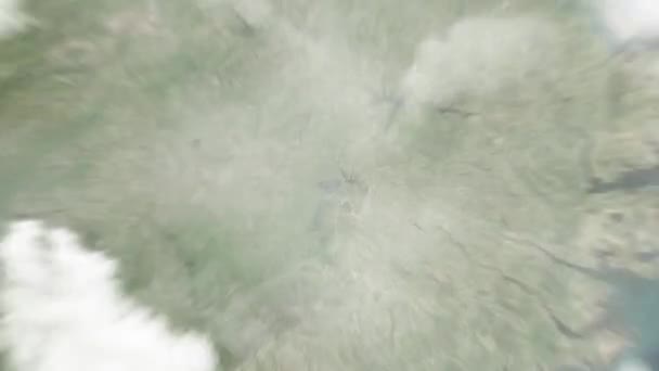 Dünya Uzaydan Durham Abd Yakınlaşacak Arkasından Bulutlar Atmosferden Uzaya Zum — Stok video