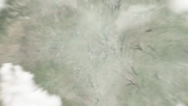Zbliżenie Ziemi Kosmosu Fort Worth Usa Sundance Square Następnie Powiększenie — Wideo stockowe