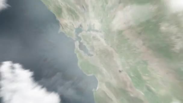 地球从太空放大到美国佛蒙特州 然后通过云层和大气变焦进入太空 卫星视图 旅行介绍 — 图库视频影像