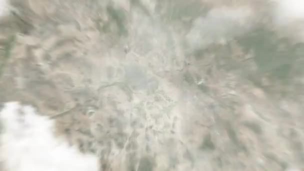 Dünya Uzaydan Gilbert Abd Yakınlaşacak Arkasından Bulutlar Atmosferden Uzaya Zum — Stok video