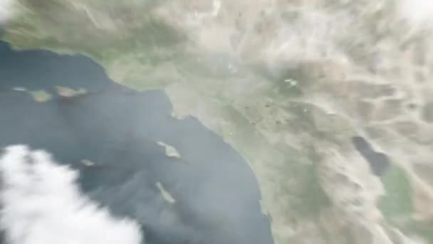 Ampliar Tierra Desde Espacio Irvine Estados Unidos Seguido Por Zoom — Vídeo de stock
