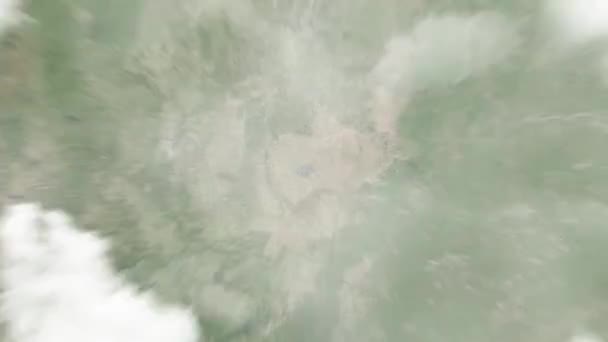 地球从太空放大到美国列克星敦 然后通过云层和大气变焦进入太空 卫星视图 旅行介绍 — 图库视频影像