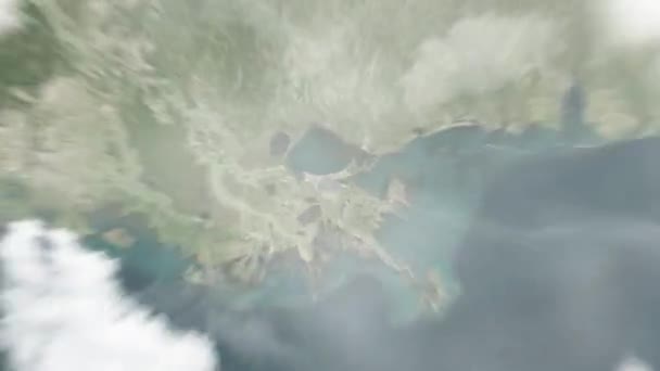Земля Збільшує Масштаб Космосу Новий Орлеан Сша Площі Лафайєтт Далі — стокове відео