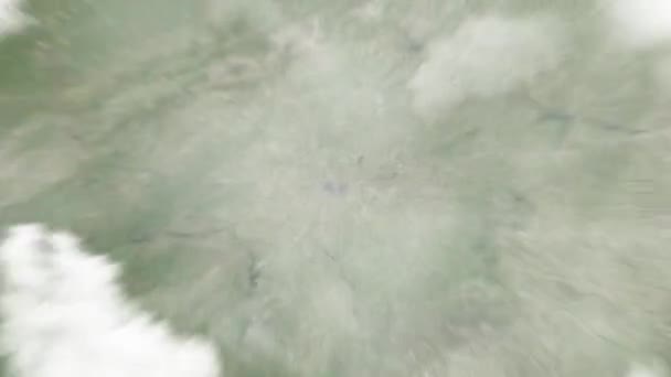 Perbesar Bumi Dari Luar Angkasa Winston Salem Amerika Serikat Diikuti — Stok Video