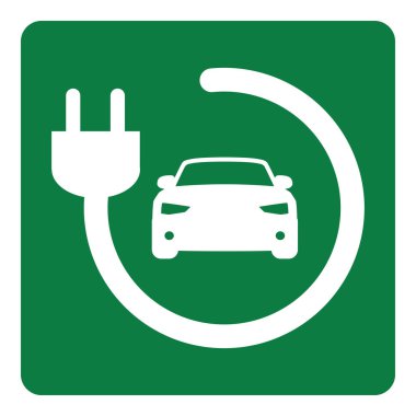 Resme göre yeşil arkaplan çiziminde elektrikli araç şarj noktası işareti