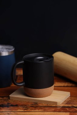 Seramik kupa resim, ahşap tabanlı seramik kupa