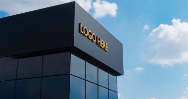 company building 3d render image business logo mock up design template