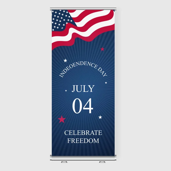 Estados Unidos América Independência Dia Roll Banner Design — Vetor de Stock