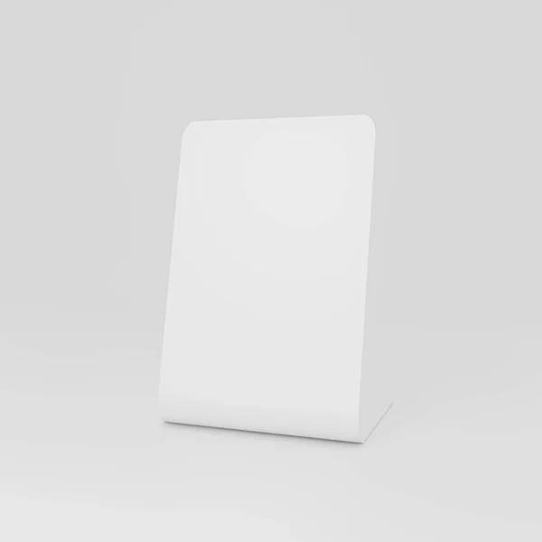 Boş Beyaz Çadır Kartı Modeli Gri Arkaplanda Boyutlu Görüntüleme — Stok fotoğraf