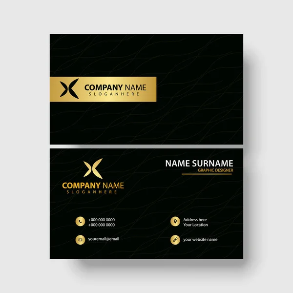 Schwarz Und Gold Luxus Visitenkarten Design Vorlage — Stockvektor