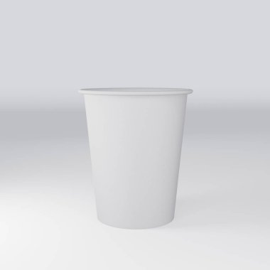 Beyaz arka planda izole edilmiş beyaz kağıt kahve fincanı. 3d görüntüleme.