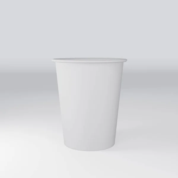白い背景に隔離された白い紙コーヒーカップ 3Dレンダリング画像 — ストック写真