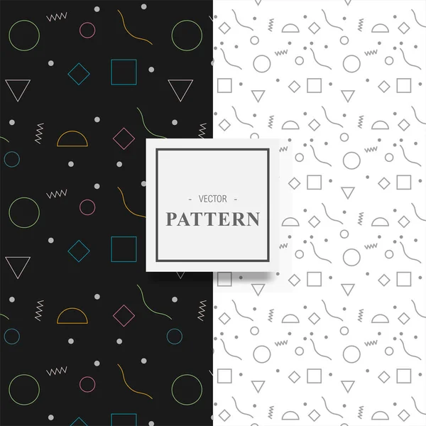 Seamless Pattern Set Geometric Shapes Triangles Vector Illustration — Stock Vector