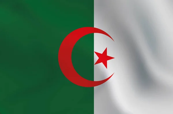 Alžírsko Národní Vlajka Mávání Ilustrační Obrázek — Stock fotografie