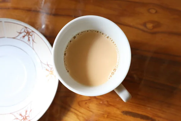 Çay Fincanının Üst Görüntüsü Yakın Çekim — Stok fotoğraf