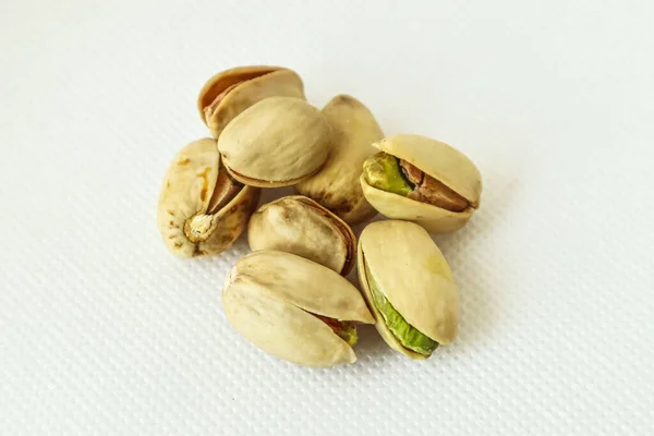 Pistachio Nuts White Background Healthy Food Concept — Stock Photo, Image