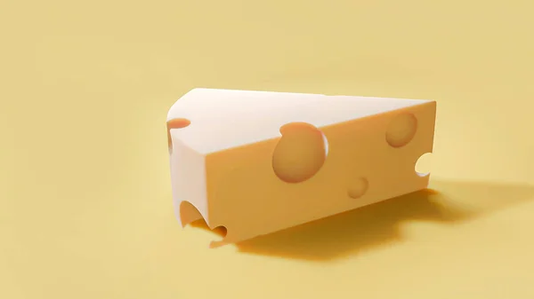 Ένα Κομμάτι Τυρί Απομονωμένη Εικόνα Απεικόνισης — Φωτογραφία Αρχείου