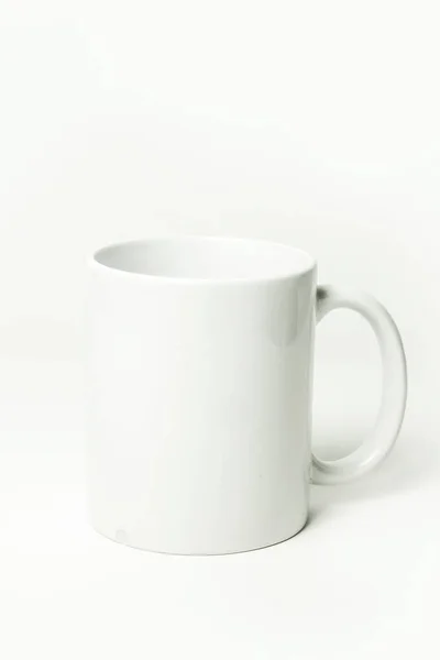 Valkoinen Kahvikuppi Valkoisella Pohjalla Tekstitila — kuvapankkivalokuva